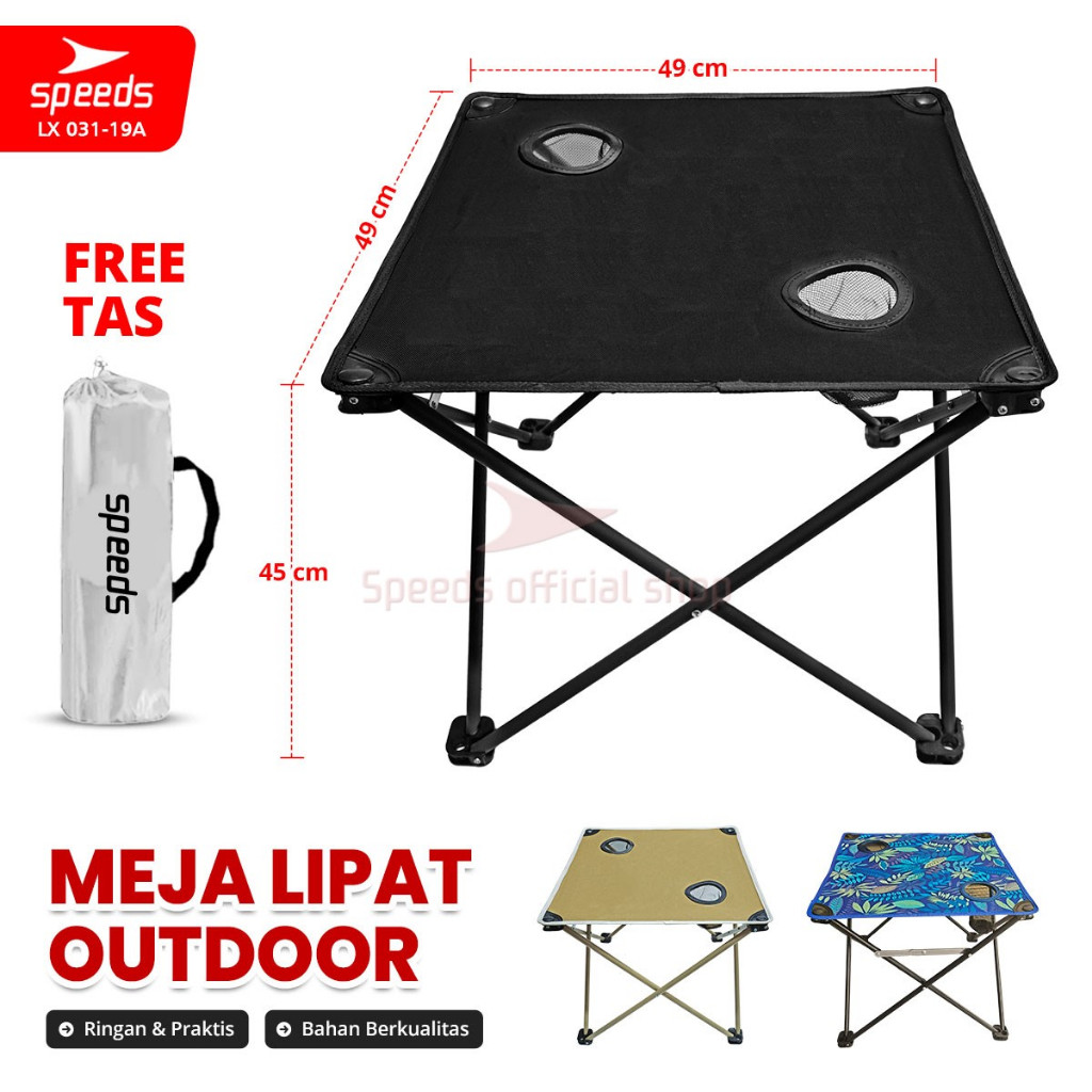 SPEEDS Folding Table Meja Lipat Portabel untuk Outdoor maupun Indoor Meja Praktis Serbaguna 031-19 H