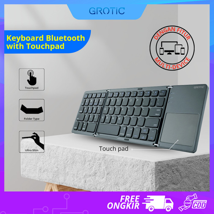 GROTIC Keyboard Wireless Bluetooth Lipat Touchpad / Trackpad Portable
