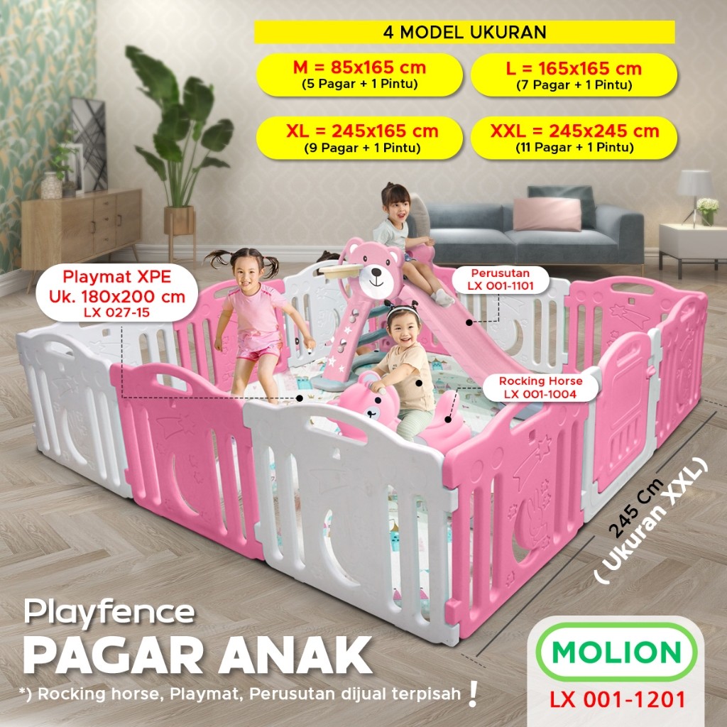 MOLION Pagar Anak Pagar Bayi Pagar Mainan Set Pagar Playpen Bayi Prosotan Kuda Kudaan Baby Fence 001