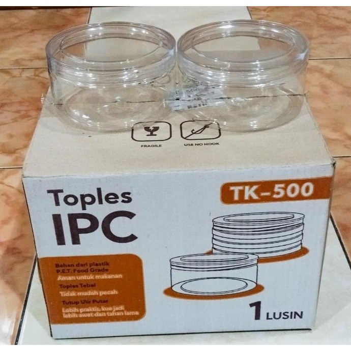 Murah Toples Kue Nastar 500 Gram Anti Pecah Tutup Ulir / Toples Ipc Tk-500 / Model Bulat
