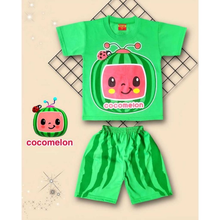 TERBATAS BAJU KAOS ANAK SETELAN LENGAN PENDEK COCOMELON USIA 2-10 TAHUN