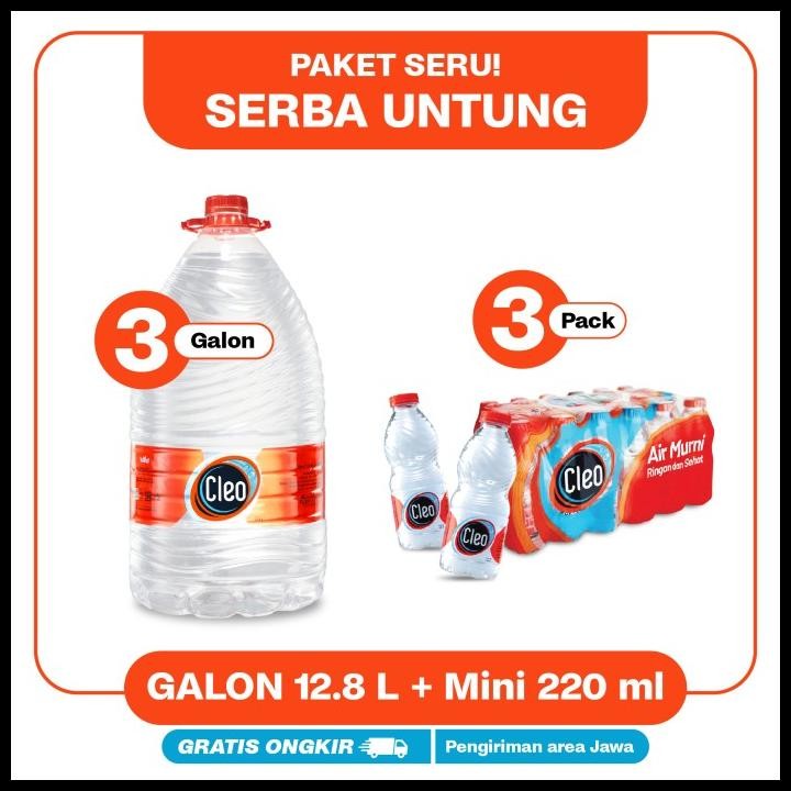 

Cleo Air Murni 220Ml 3 Packs + 3 Galon 12,8L Original Best Quality