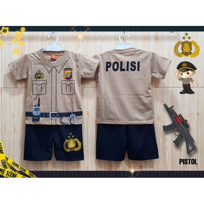 BERKUALITAS BAJU POLISI ANAK 2-10 TAHUN/BAJU PROFESI ANAK KOSTUM POLISI SET PISTOL