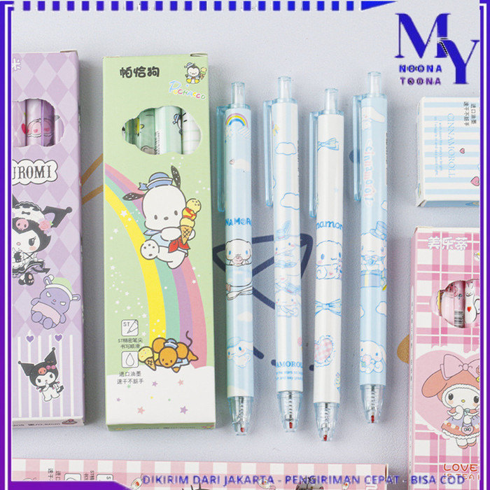 

Pena Gel Cetekan Warna Hitam Bolpoint Pulpen Mekanik 0.5mm Isi 4 Pcs