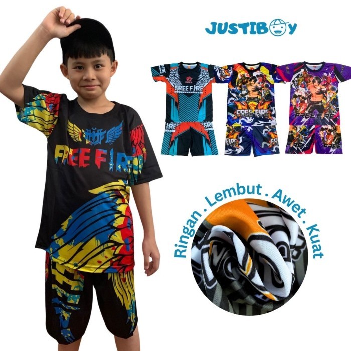 OBRAL Setelan Baju Anak FreeFire / Baju Anak Free Fire Printing Umur 2 - 12