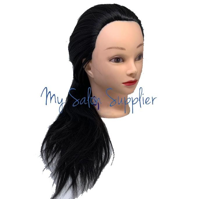 Manekin Patung Kepala / Potong / Rambut Sintetis Hitam