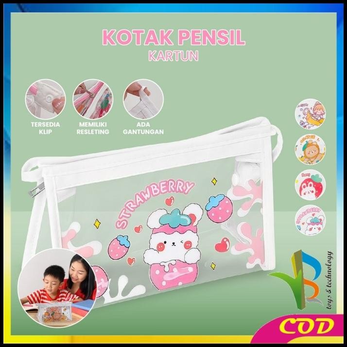 

RB-A60 Tempat Pensil Transparan Motif Kartun Tas Pouch Kosmetik