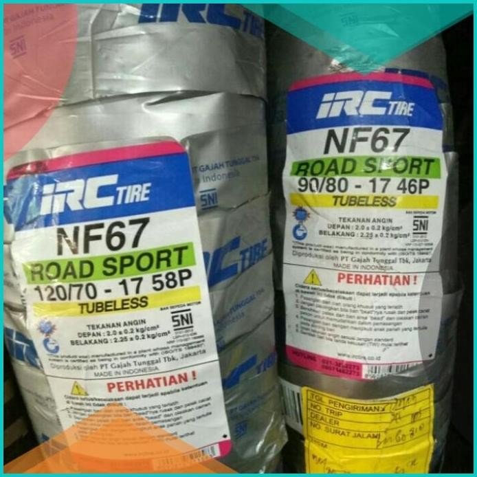 Ban irc 120 / 70-- 17 & 90 / 80 - 17 NF67 tubless 07D35Z4 menerima gro