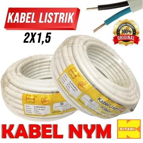 ~~~~~] Kabel NYM KITANI 2x1.5mm Cable Listrik LMK SNI Per Roll Kawat Tembaga