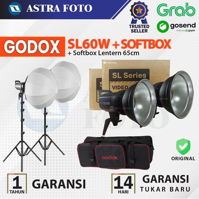 READY STOCK PAKET GODOX SL60W + SOFTBOX LANTERN 65CM + LIGHSTAND - SL60 - SL 60 W 