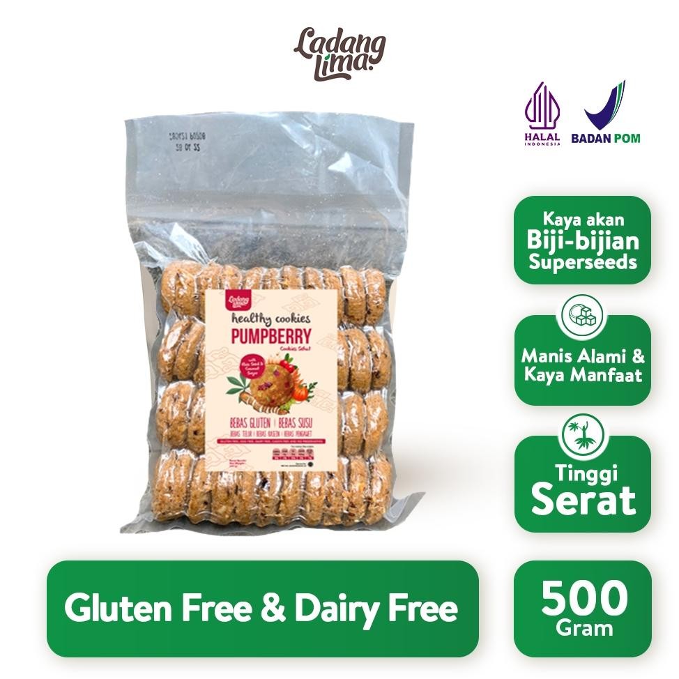 

Pumpberry 500g - Ladang Lima Cookies Gluten Free Kaya Serat & Sumber Protein