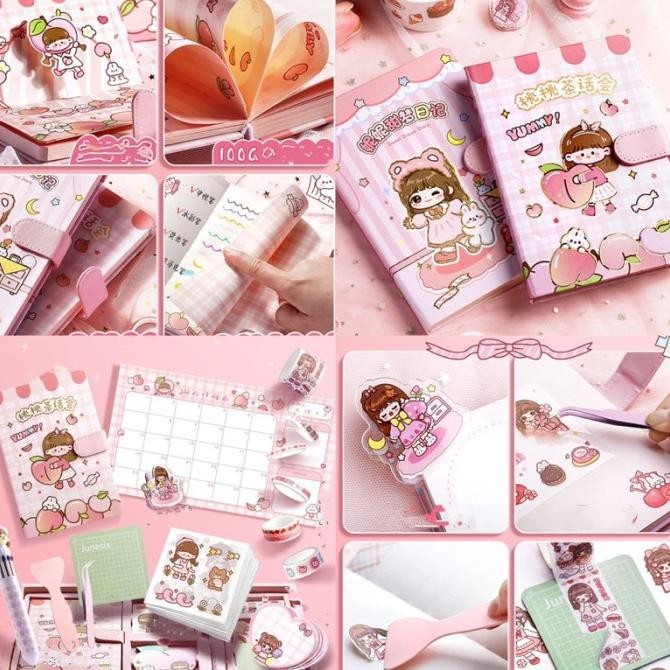 

Cute Diary Set Djournal Book Buku Jurnal Anak Dengan Diy Sticker