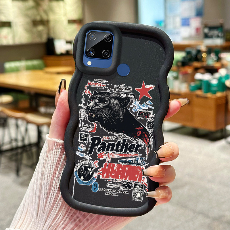 Casing Hp Untuk Realme C15 Case Macan tutul pria Warna macaron tekstur lembut softcase batas gelomba