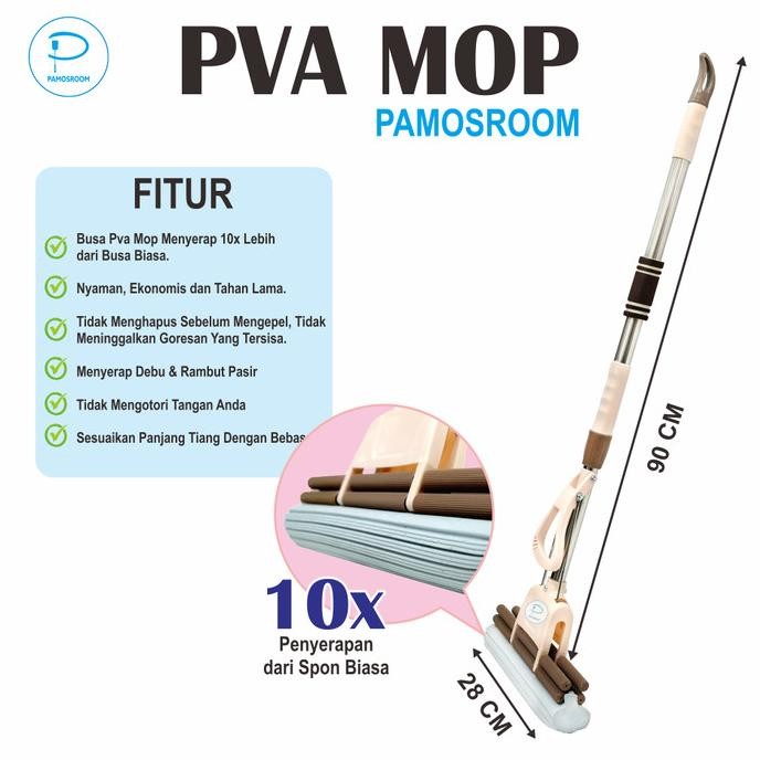 Pamosroom Alat Pel Lantai Busa Pel Sodok Pel Peras Busa Pva Mop