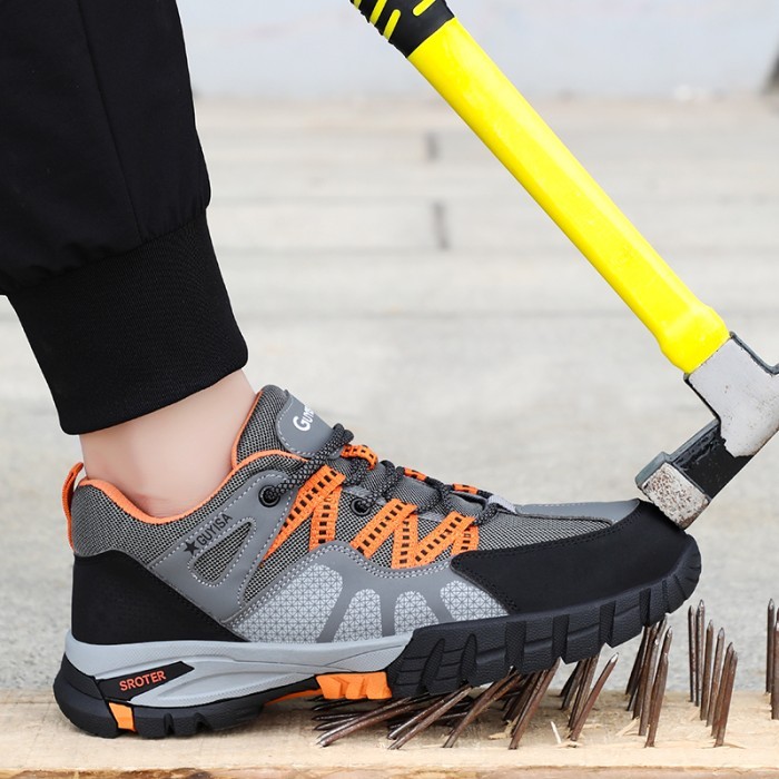 Safety Shoes Sneakers Sport New Guyisa Grey Orange Murah