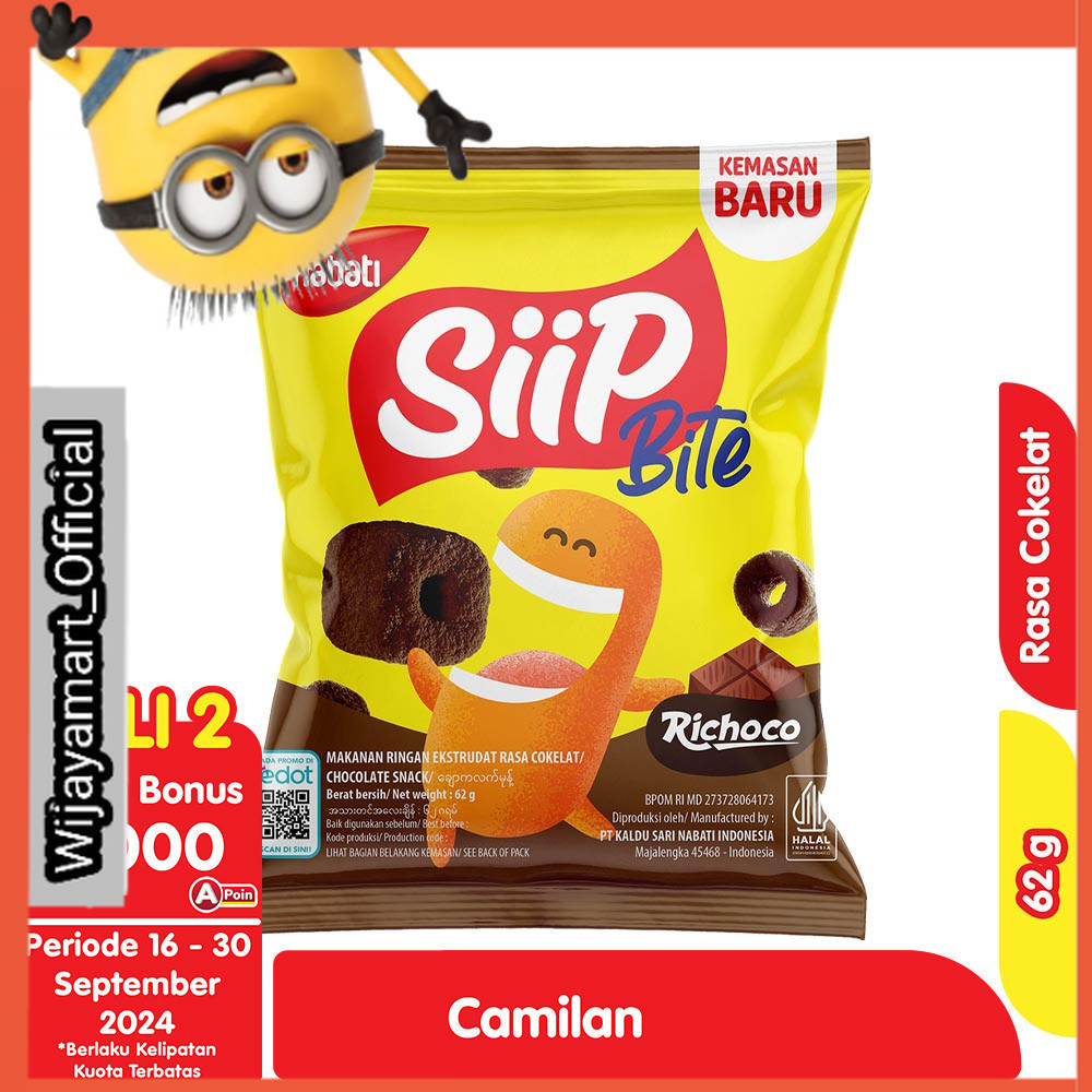 

Nabati Siip Bite Snack Rasa Cokelat 62 g