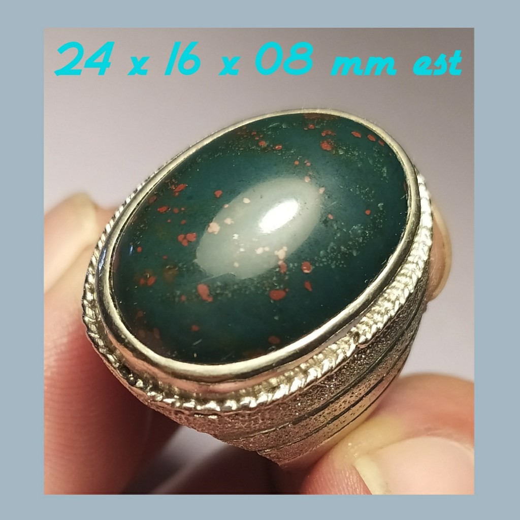 Natural Blood Stone Naga Sui Top Kristal Hijau Sembur Totol Merah Middle Size Kolektor Item