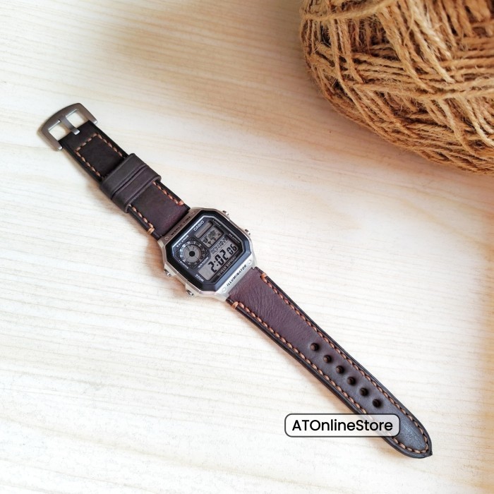 PROMO Tali Jam Tangan Kulit Casio Illuminator AE-1200WH AE-1200WHD Handmade