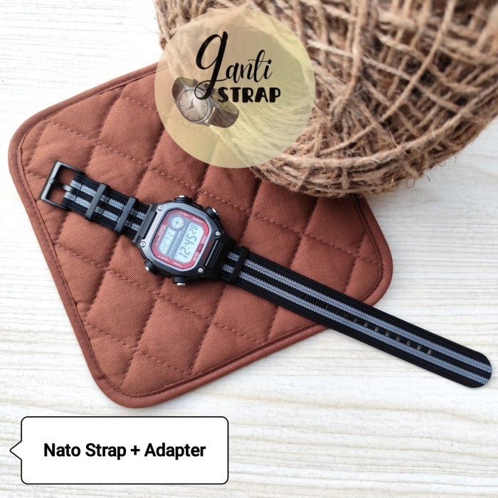 TERLARIS Nato Ribbed Nylon Strap Jam Casio DW-291H Series with Adapter Strap