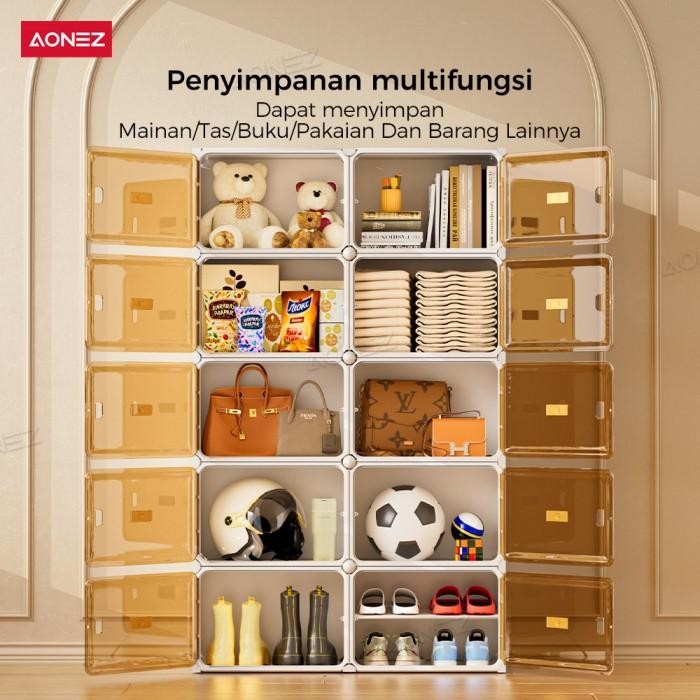 Aonez Lemari Sepatu Besar Pria Rumah Minimalis Transparan Anti Debu-20 Layers Dapat Digunakan Untuk 