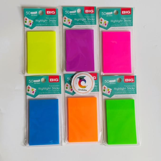 

favorit] Sticky Note BIG 76x51 mm Transparan Neon SN6042