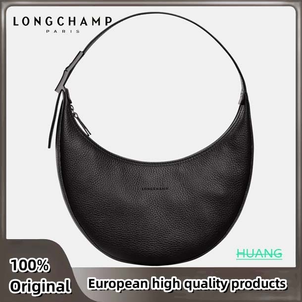 100% Asli Longchamp seri hobo roseau baru wanita tas ketiak kecil gesper bambu kulit sapi Tas seteng