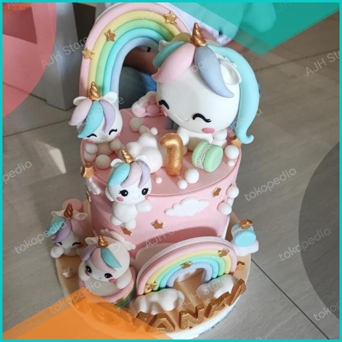 

kue ulang tahun anak cewek birthday cake fondan dummy unicorn custom 0
