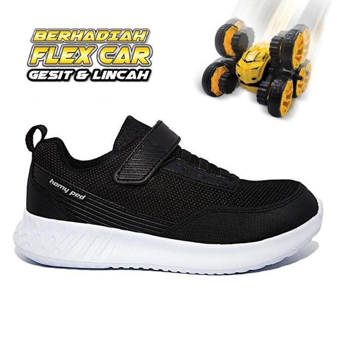 Homyped Lucio 02 Sepatu Sekolah Anak Hitam Putih