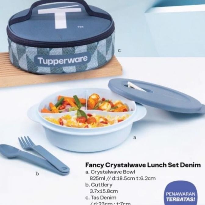 Tupperware crystalwave lunch box set (1) tempat bekal makan free tas