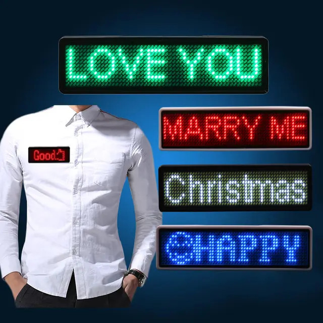 

name tag LED mini running text free setting custom DIY name badge led papan nama berjalan bisa