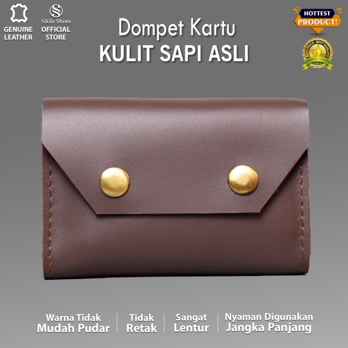 

genuine leather card holder name tag tempat kartu nama kulit asli