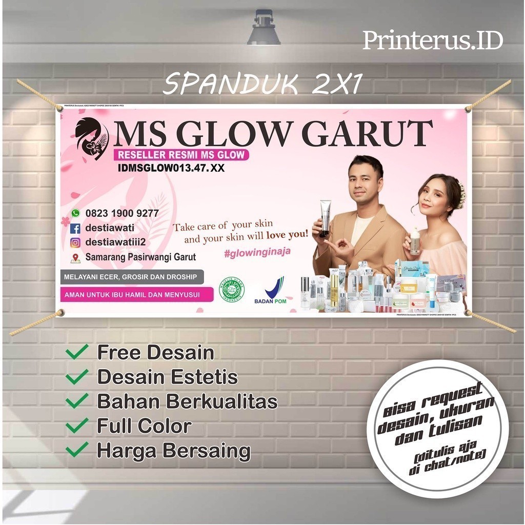 AMBIL Promonya Sekarang  BISA COD >> spanduk banner agen MS GLOW murah 2x1m UKURAN BESAR