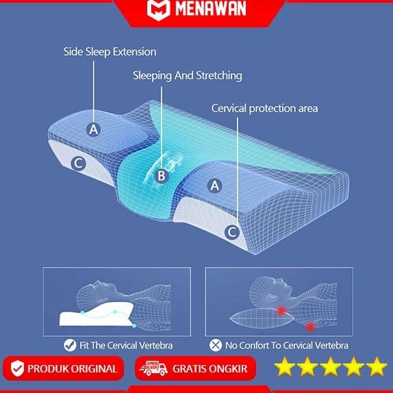 Promo Orthopedic Memory Foam Pillow Butterfly Bantal Leher Kepala Ortopedi