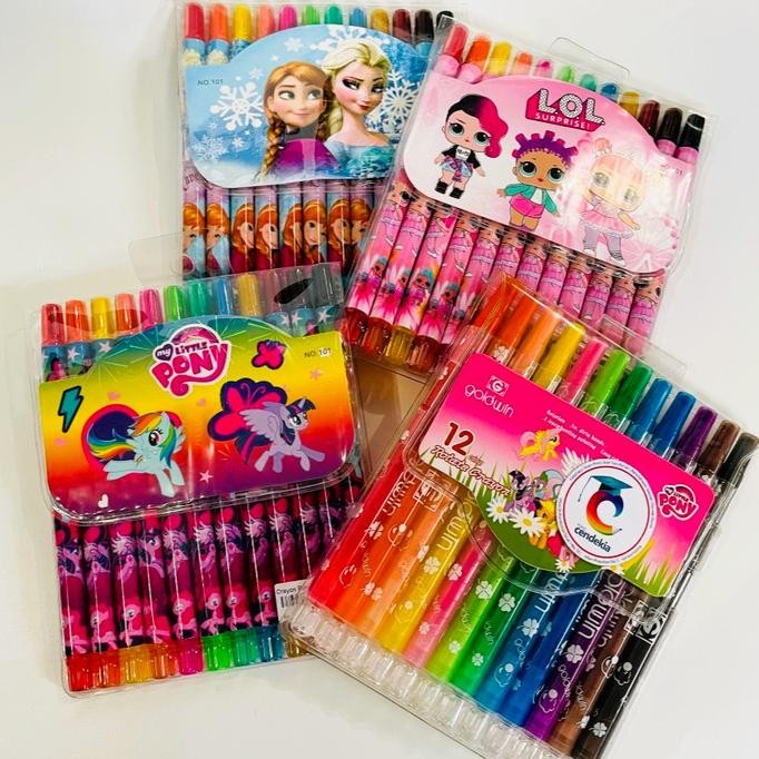 

cusss order] Crayon / Krayon putar fancy 12 warna panjang