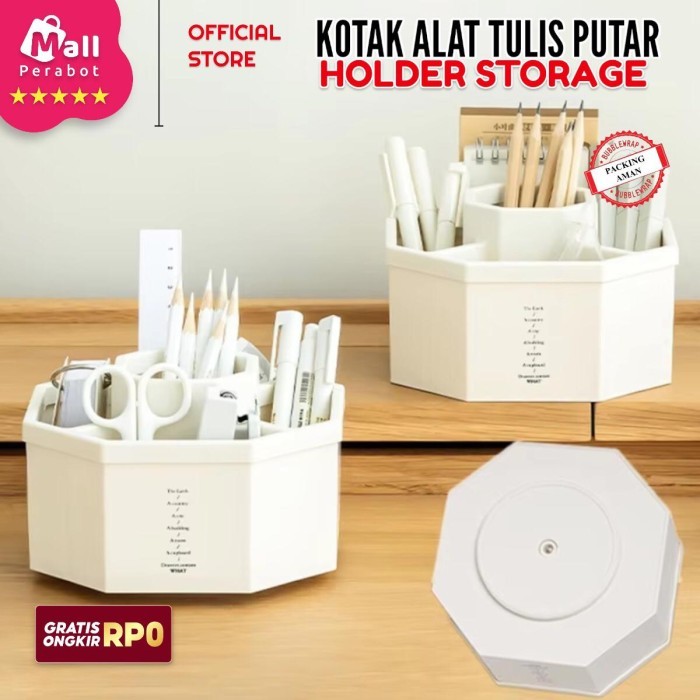 

Tempat Penyimpanan Serbaguna Box Alat Tulis & Makeup Putar Rotating