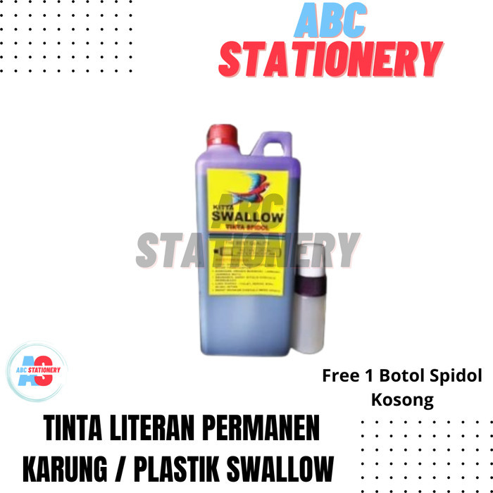 

TERLARIS! Tinta literan permanen karung / plastik Swallow bonus botol