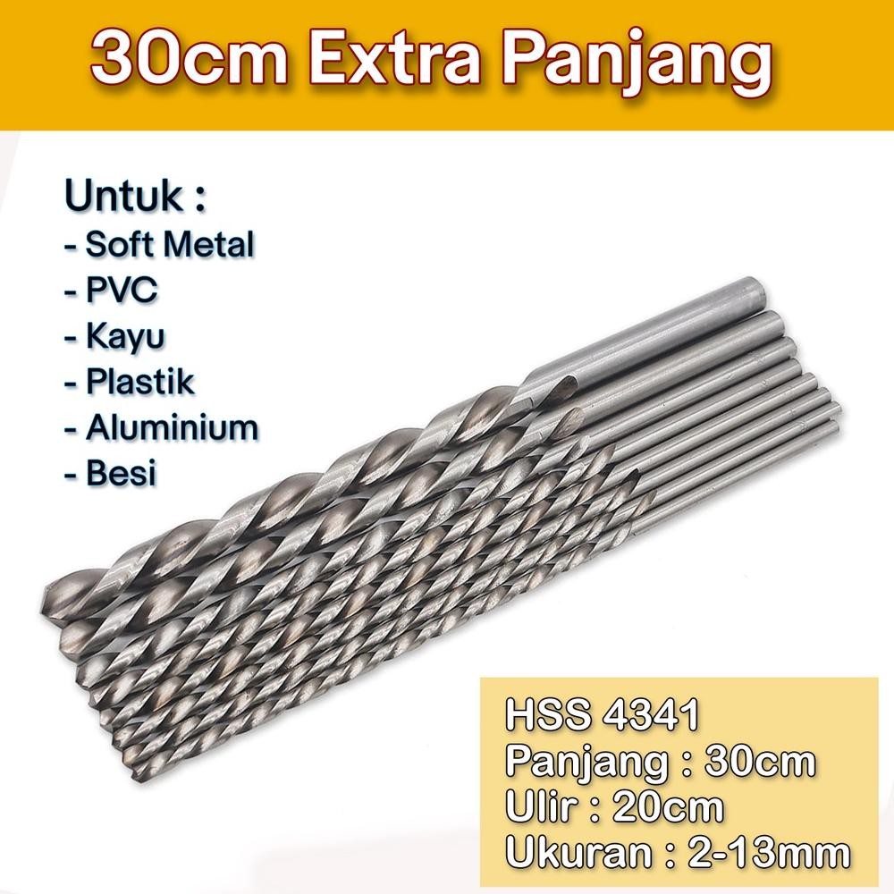 Diskon Mata bor HSS panjang 30cm 2-10mm untuk kayu dan logam