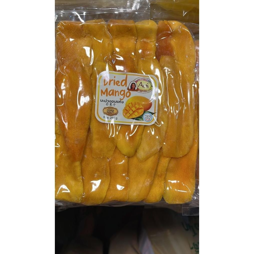 

racun.id Snack Cemilan Buah mangga Kering Dried Mango Aoi 250 Gr Ada dan Spicy Enak Banget Thailand