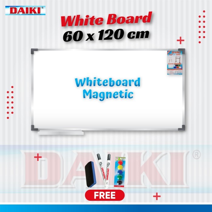 

Whiteboard / Papan Tulis Magnetic DAIKI Uk 60x120 Cm