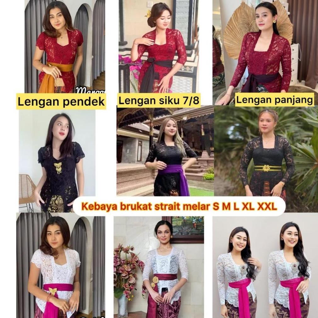 ns kebaya modern brukat bali melar lengan pendek siku 3/4 7/8 tangan panjang atasan kebaya brukat ku