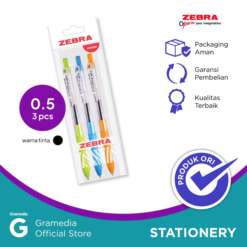 

Gramedia Bintaro - ZEBRA KOKORO SWEET GEL 05-COLORED BARREL 3 PCS