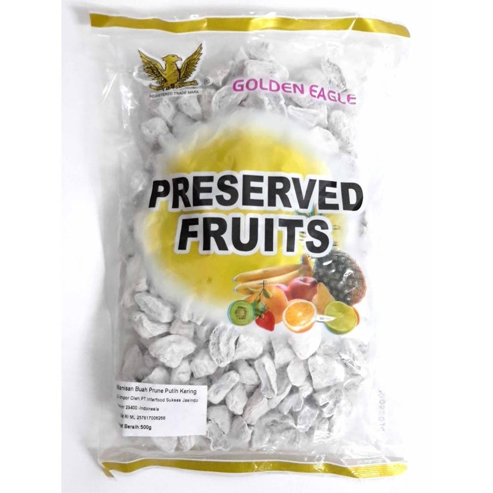 

GOLDEN EAGLE PRESERVED FRUITS WHITE PRUNE SLICE / KIAMBOY PUTIH TANPA BIJI GR