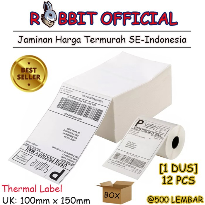 

PROMO 1 BOX, 100x150 mm STICKER DIRECT THERMAL LABEL BARCODE [500 PCS]