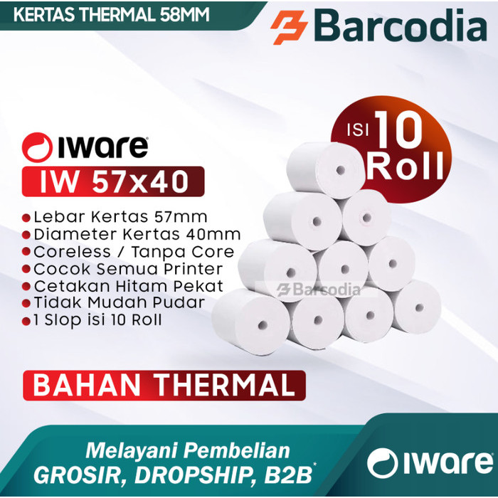 

Kertas Kasir Struk Paper Roll 58x40mm Thermal POS Receipt Printer