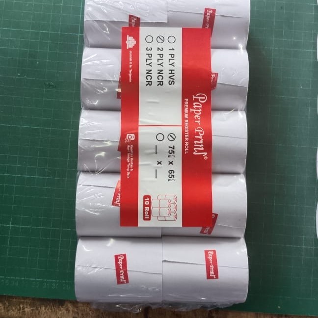 

TERLARIS! kertas kasir struk paper roll hvs NCR 2 ply 75 X 60