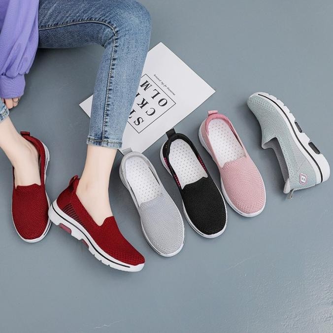 Grizle Sepatu Skechers Wanita tanpa tali slip on Korea import BS01