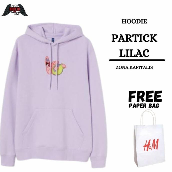 Bagus  Hoodie H&M Patrick Lilac Free Paper Bag Jaket Sweater Pria Wanita Hnm Premium