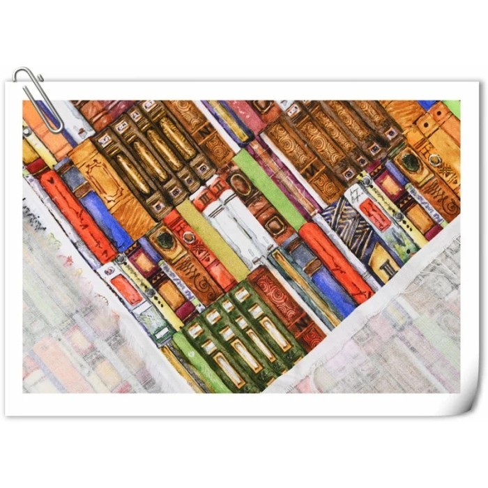 

Half Yard Plain 100% Cotton Fabric Japanese Bookcase Print, Handmade