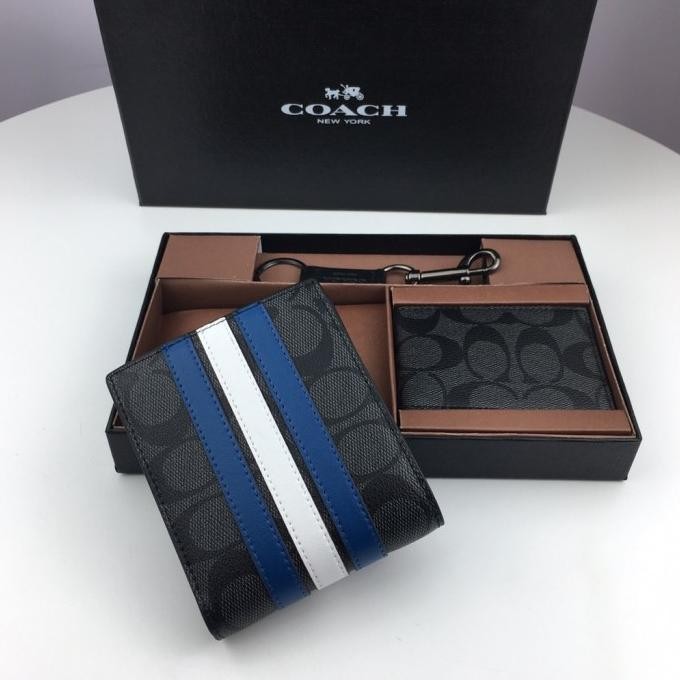 Wallet in Signature Canvas With Varsity Stripe-F26072 Terlaris