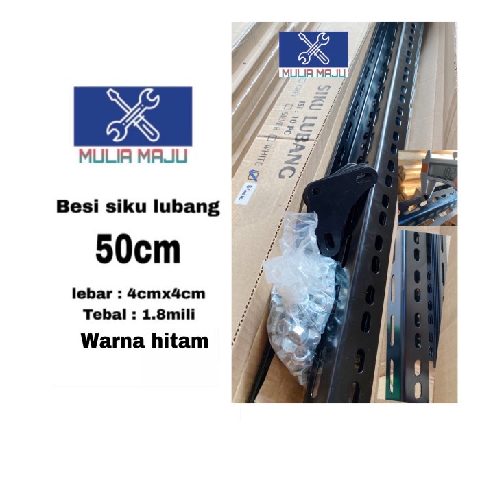 Besi siku lubang hitam 1.8mili ukuran 50cm